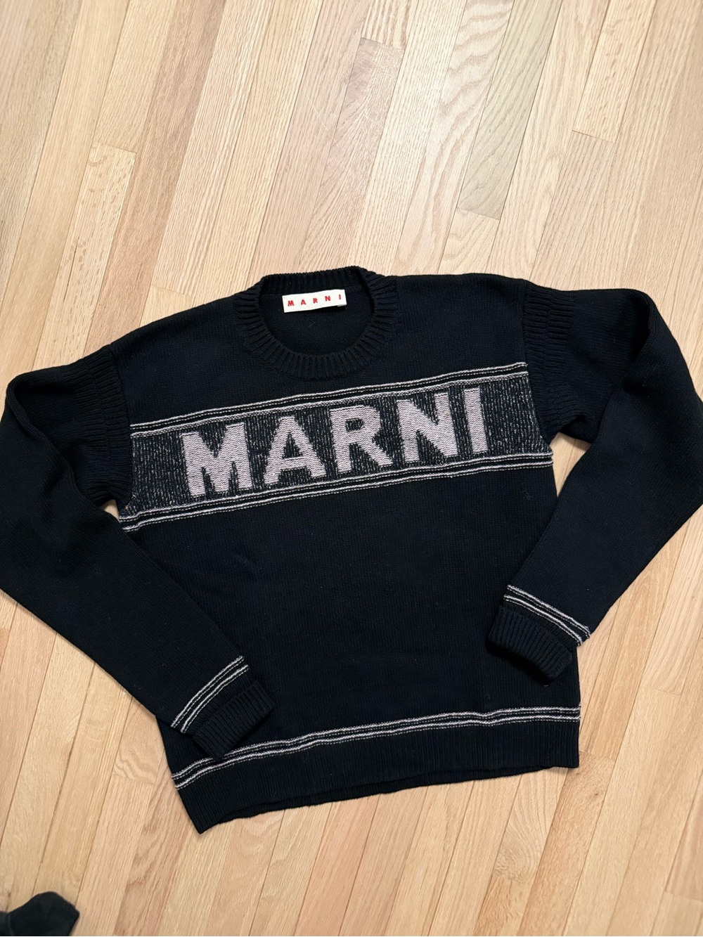 Like new Marni Black Crewneck Sweater with Contrasting Logo